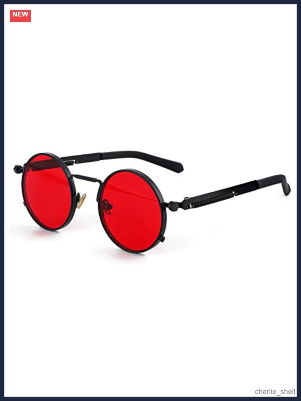 Round Steampunk Sunglasses Hippie Circle Metal Frame UV Blocking Lens